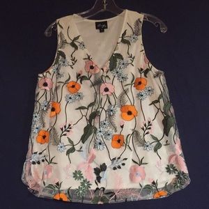 Women's cute floral sheer over liner top NWOT.